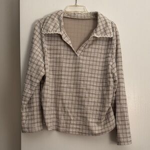 SHEIN Plaid Beige Blouse